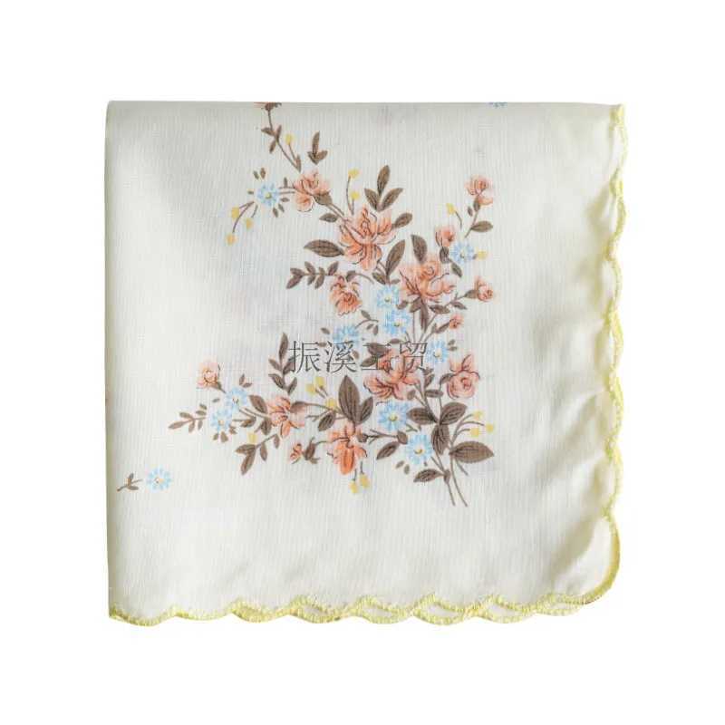3Pcs 30x30cm Classic Flower Printed Cotton Women Hankies Lace Hanky Ladies Scarf Pocket HankerchiefX240921