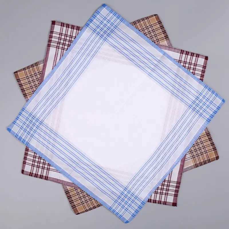 5Pcs Square Plaid Stripe Handkerchiefs Hanky Pocket Cotton Towel 38*38cm Random Men Casual Handkerchiefs Business Cotton ScarfX240921