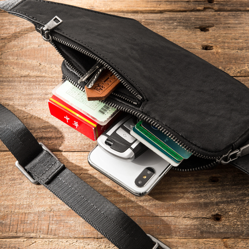 New Fashion Chest Bag Men Genuine Leather Handmade Male Storage Small Pack Mini Crossbody Shoulder Handbag Unisex