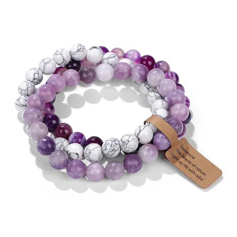 Natural Stone Crystal Beads Semi Precious Womens Bracelet Amethyst Multi Layered Combination BraceletX240921