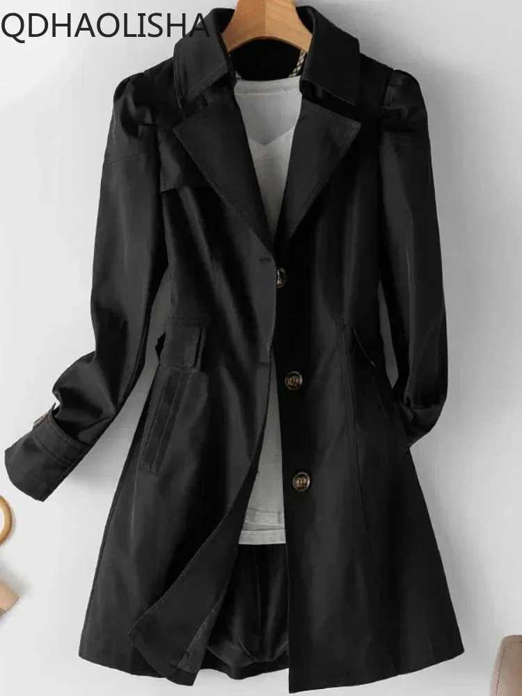 Spring Jacket Trench Coat Woman 2023 New Korean Fashion Overcoat Slim Elegant Long Sleeve Woman Clothes Khaki Windbreaker FemaleX240921
