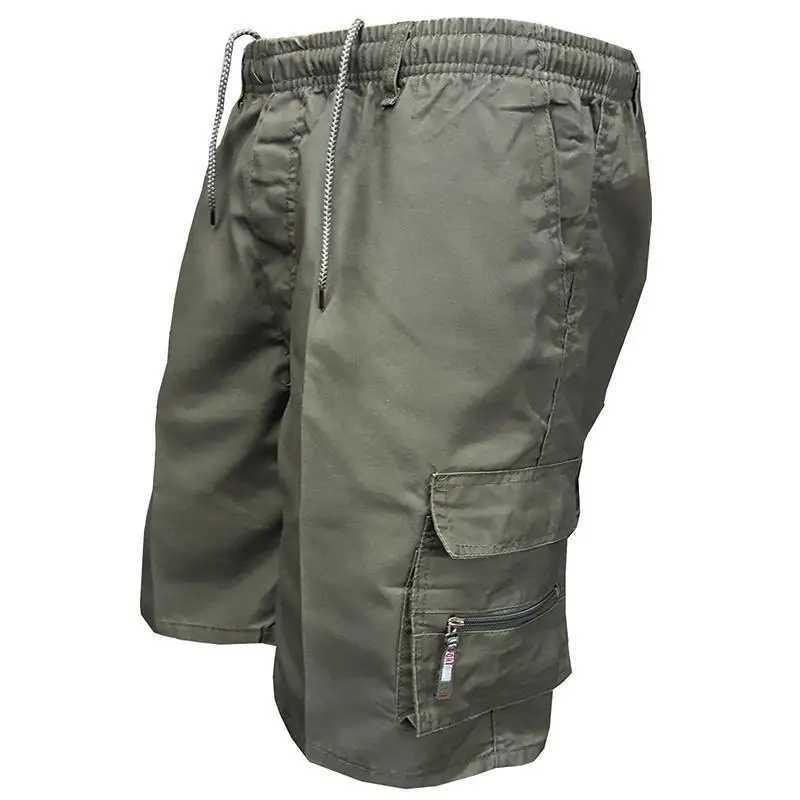 Mens Tactical Shorts Summer Casual Jogging Cargo Shorts Loose Multi-pockets Elastic Waist Work Hiking Overalls Short PantsX240921