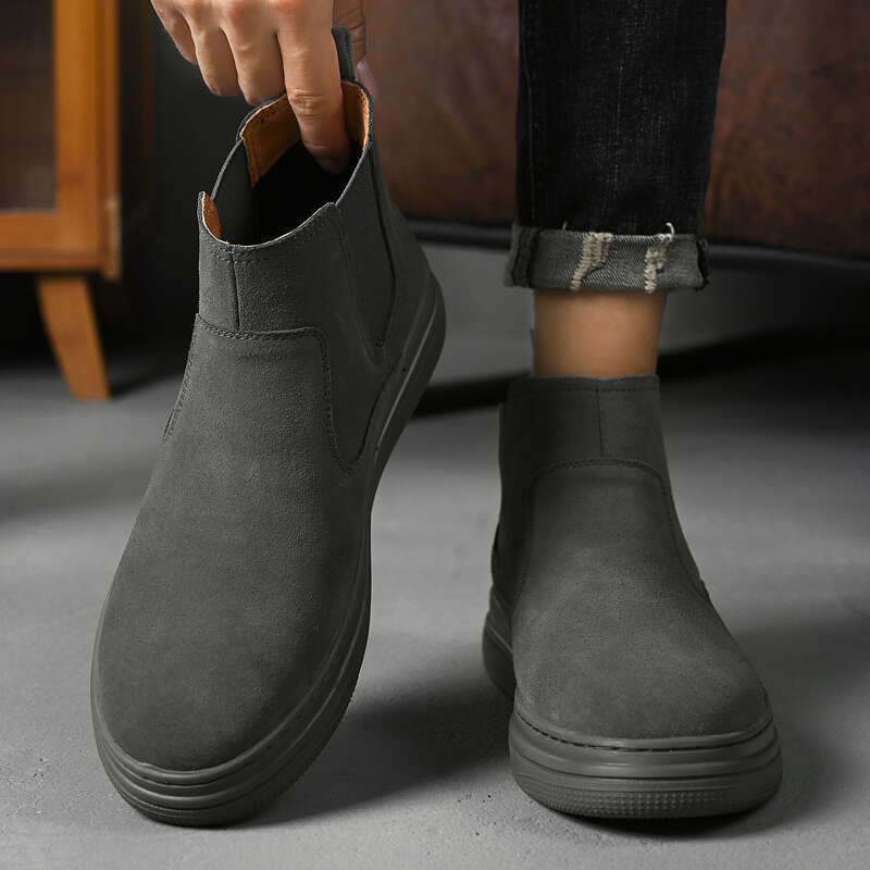 Italian brand autumn and winter men's high top shoe launch event, formal ankle boots, fashionable leather casual shoes