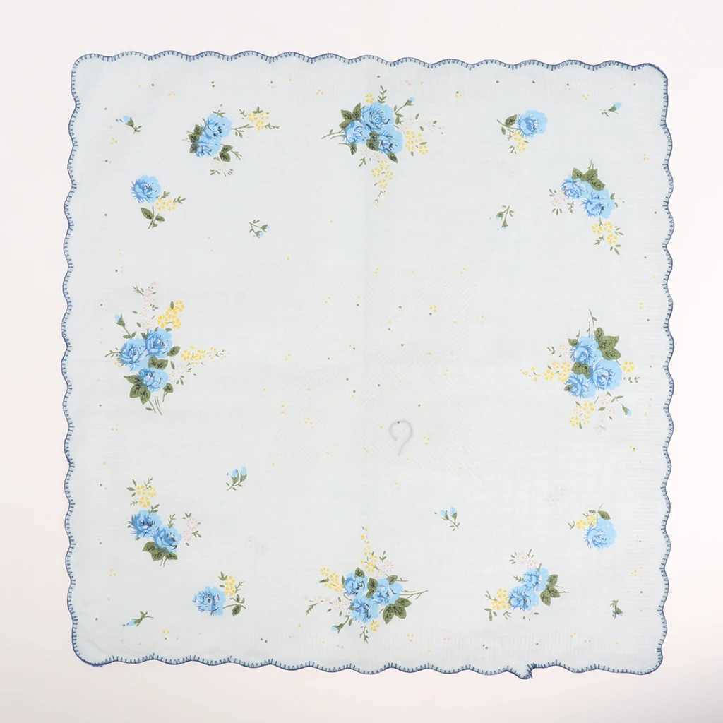 10x Women Cotton Printed Handkerchief Hanky Kerchiefs Pocket Square Blossom Design with Wavy Edge Women HandkerchiefsX240921