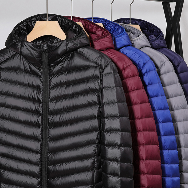 2023 New Men Winter Coat Fashion Hooded Lightweight Warm Thick Slim White Duck Packable Down Jackets