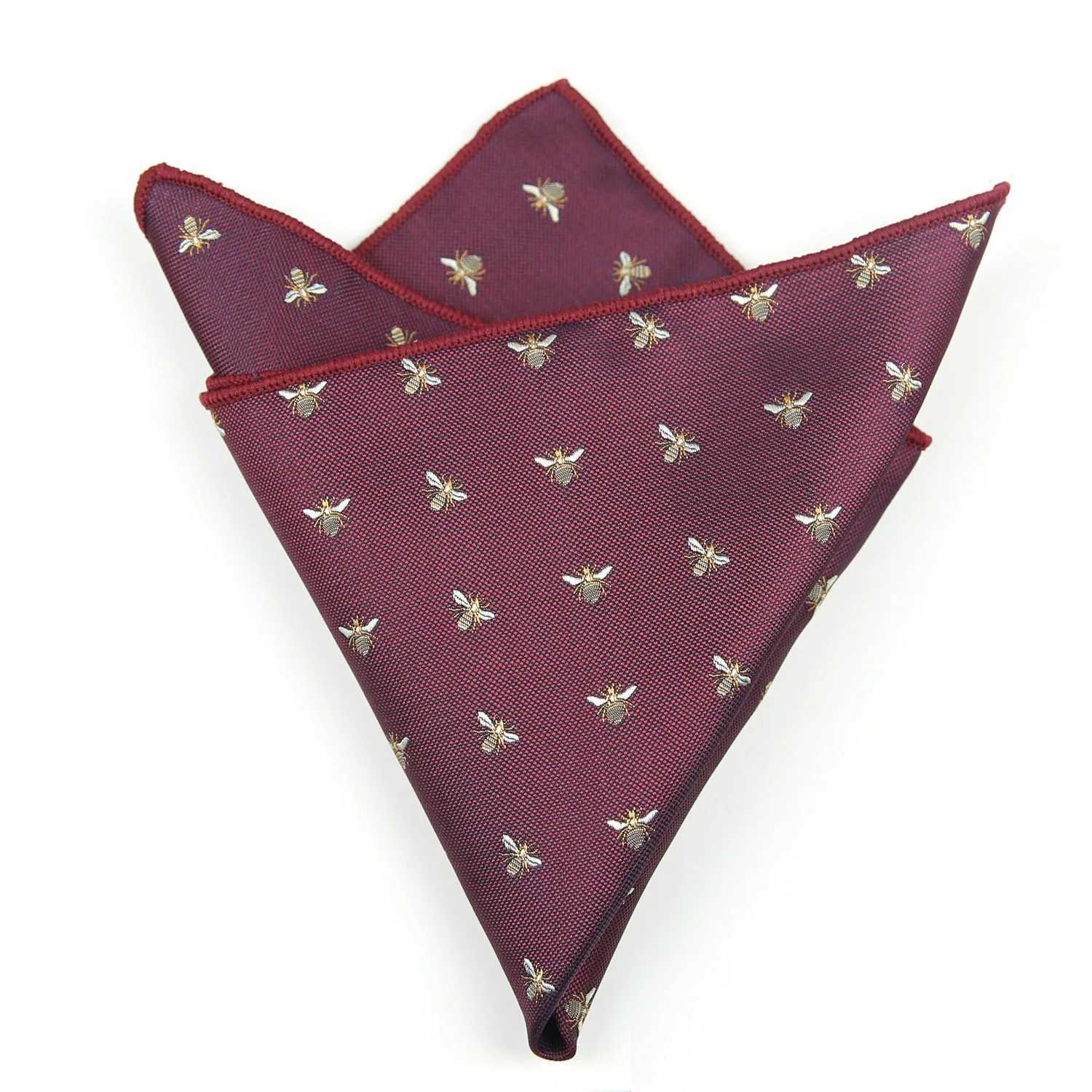 23CM Mens Paisley Striped Pocket Square Towel Polyester Jacquard Formal Flower Handkerchief Shirt Accessories Navy Red HankyX240921