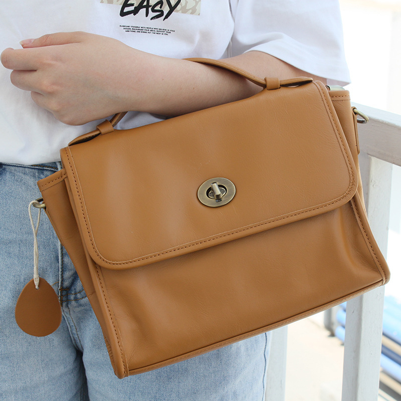 Classic Messenger Bags Women Crossbody Natural Genuine Leather Handbags Designer Commuter Work Bag Female Flap Pocket Purses
