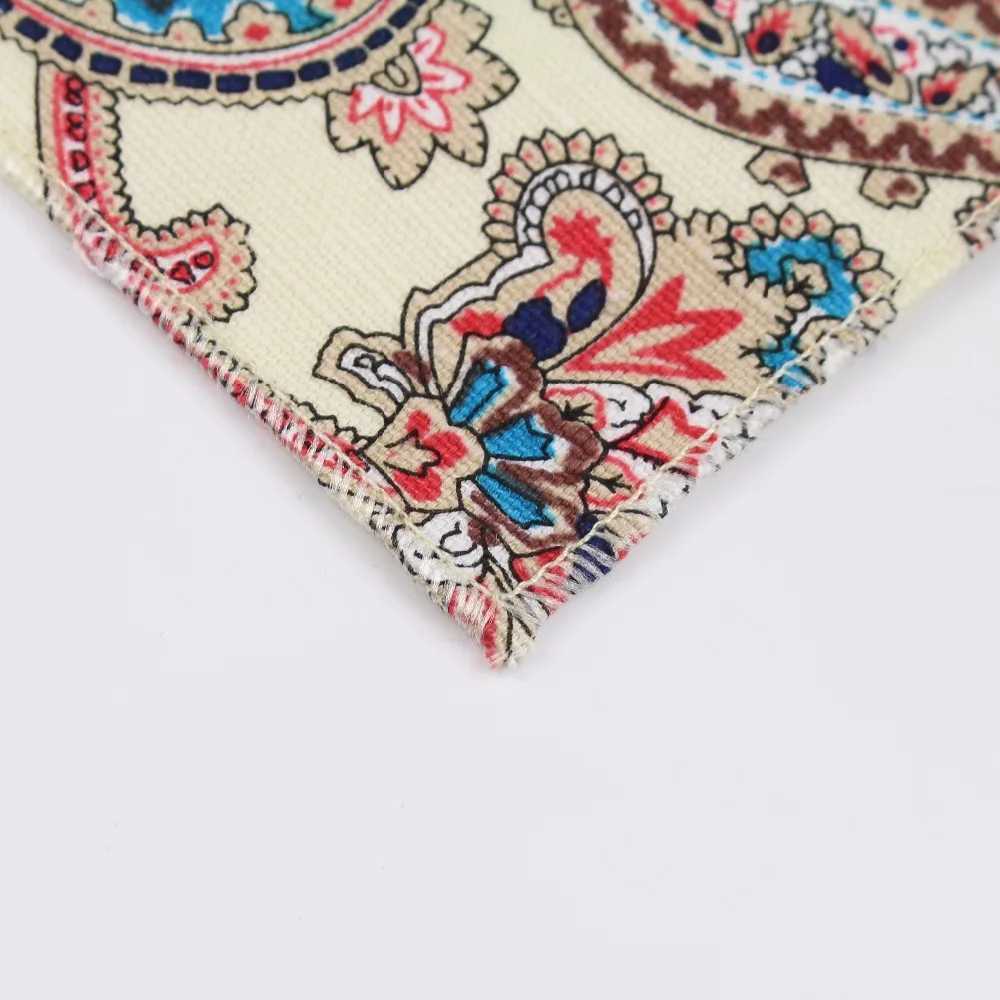 Flower Handkerchief Scarves Vintage Linen Paisley Hankies Mens Pocket Square Handkerchiefs 22*22cmX240921