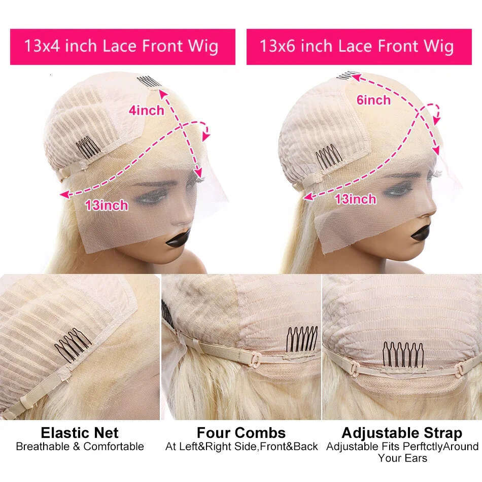 30 40 Inch 613 Honey Blonde Color Body Wave 13x6 Front Wigs Brazilian 13x4 Lace Frontal Human Hair Cosplay Wig For Women