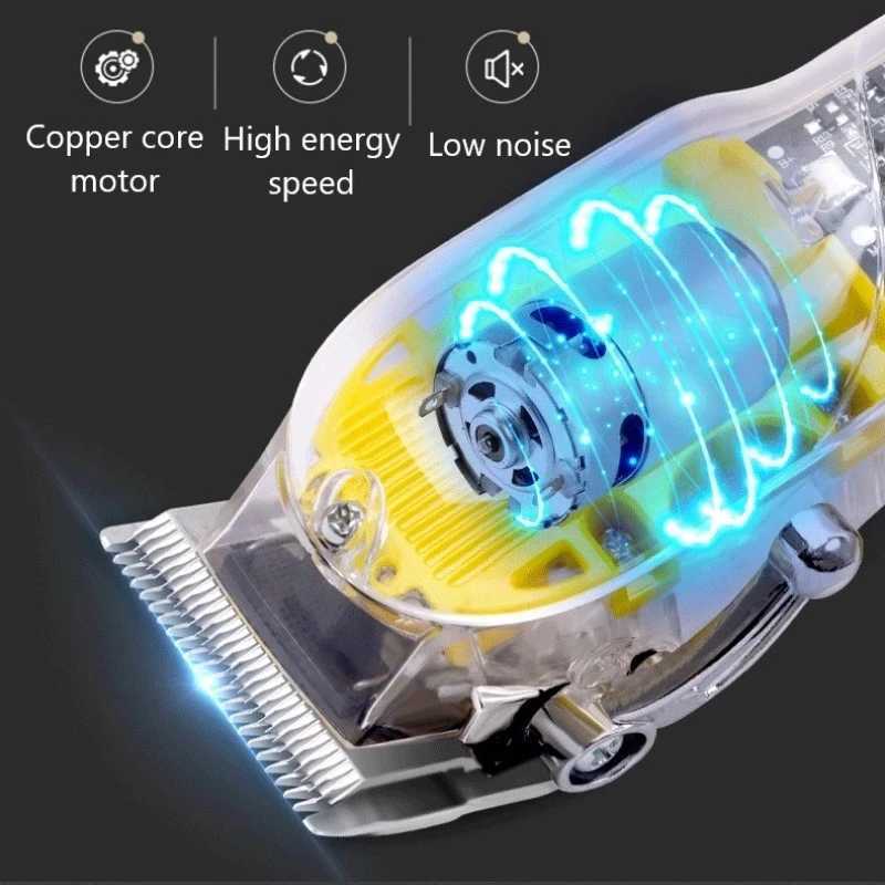 Professional Hair Trimmer Transparent Style LCD Digital Display Electric Hair Clipper Barber Rechargeable Hair Cutting Machine M240921