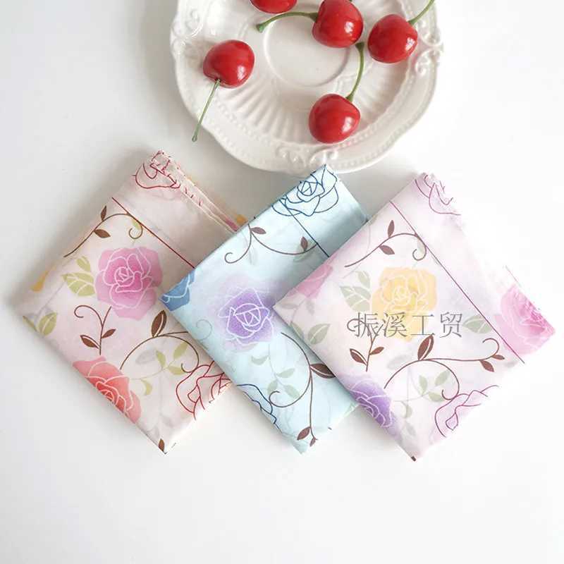 3pcs 45x45cm 100% pure cotton retro peony flower print womens handle headscarf soft sweat wipe square scarf wedding party gift W240921