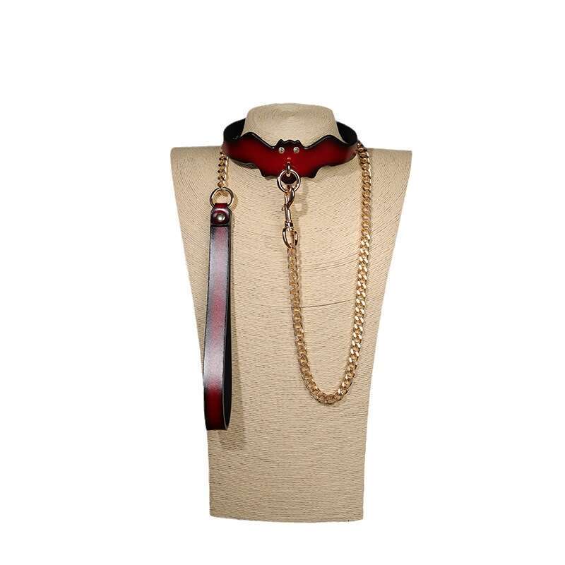 SM Sex Prop Bat Binding Neck Set Female Dog Training Genuine Leather Traction Collar Alternative Adult Products Hair Replacement