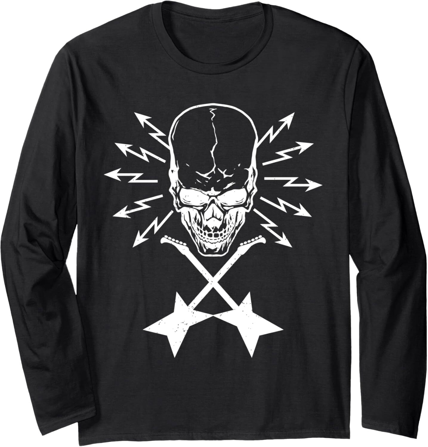 Long Sleeve Shirts for Men sweatshirt Electric Skull Rock Crossing Guitars Rocker Long Sleeve Tee Streetwear Casual tops clothes