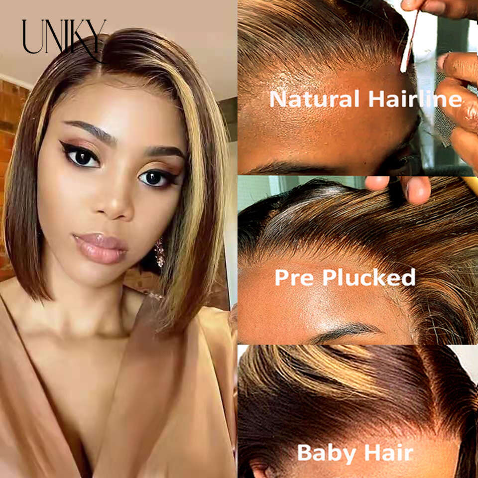 Colored Ginger Orange Short Straight Bob 13x4 13x6 Hd Lace Frontal Human Hair Wigs Pre-Plucked For Black Women Brazilian