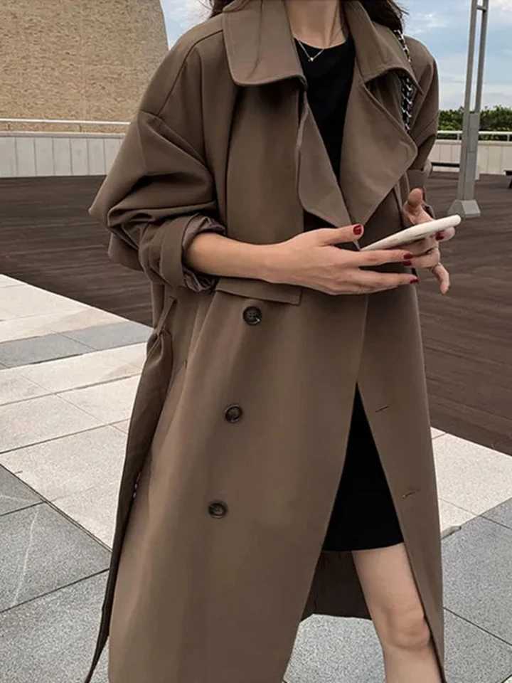 Casual Lovers Double Breasted Long Trench Coats Korean Fashion Couple Jackets Coats High Qulity Spring Fall Chaqueta New OutwearX240921
