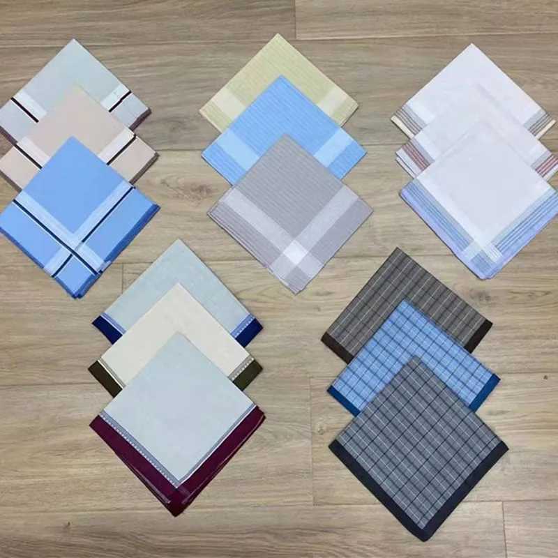 3Pcs 40x40cm pure cotton striped mens pocket handle classic cotton square sweat absorbent towel wedding party gift W240921