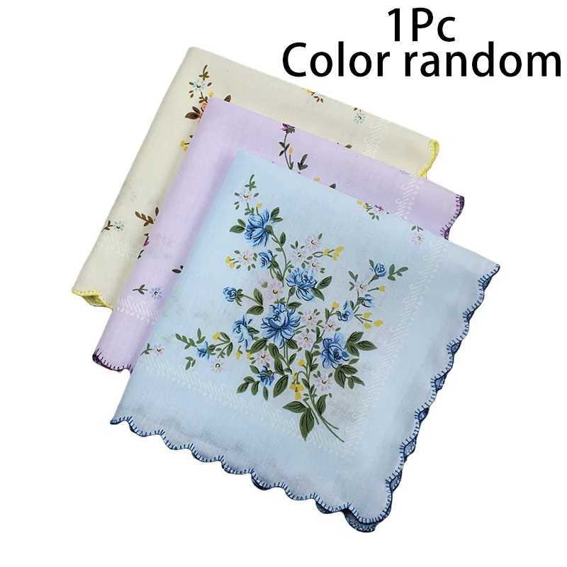 Cotton handle womens wavy edge flower pattern square womens handle casual retro pocket items on hand W240921