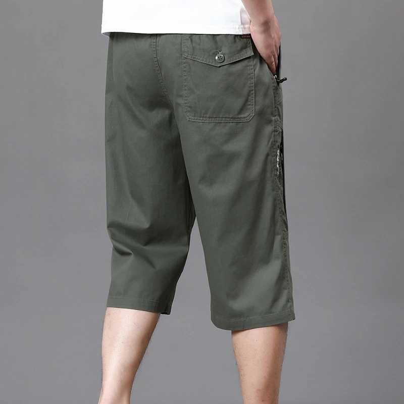 Mens Cropped Pants Cargo Shorts Big Size Below Knee Shorts Sports Short Pants Streetwear Hip Hop Straight Loose PantsX240921