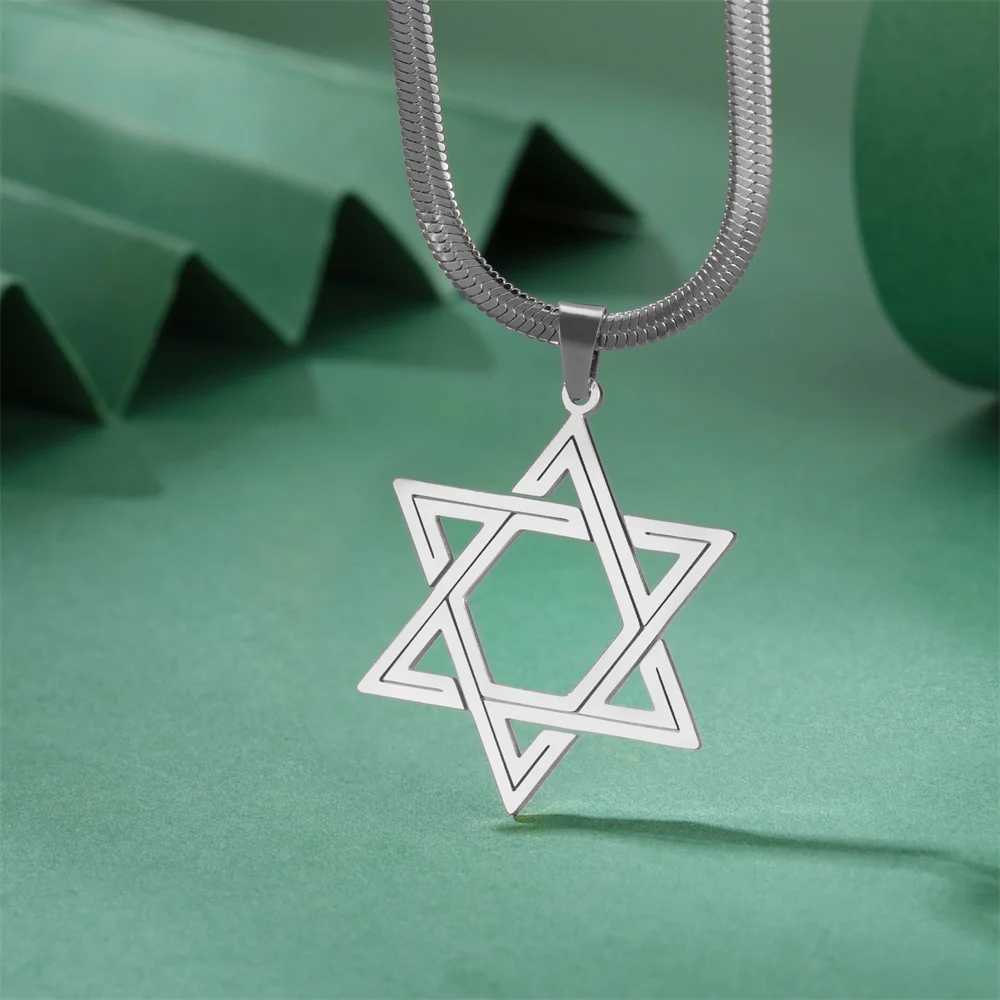 My Davids Star pendant necklace suitable for women Je six point star charm necklace stainless steel retro jewelry W240918