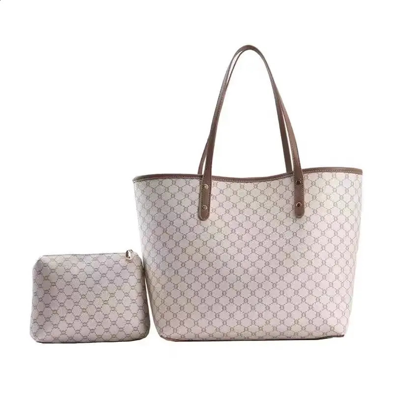 2pieceset y n womens handbag large capacity fashionable printed shoulder bag shopping wallet 240919