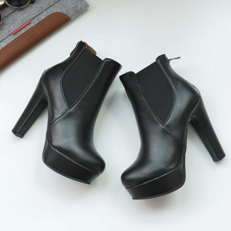 REAVE CAT Fashion Women's Ankle Boots Platform Sexy 12Cm High Black White Heels Shoes Ladies Zip Large Size 34-50 F1494