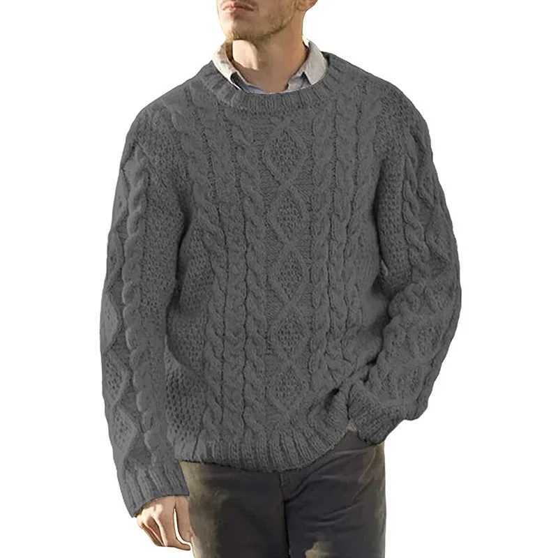 Autumn/Winter New Sweater Mens European and American Solid Round Neck Long Sleeve Knitwear Large Mens Wear M240921