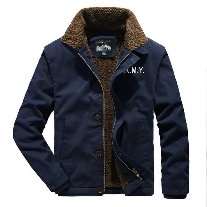 Work clothes new lining mens clothing winter Parka wool thick coat hooded fur collar mens plush jacket autumn W240920