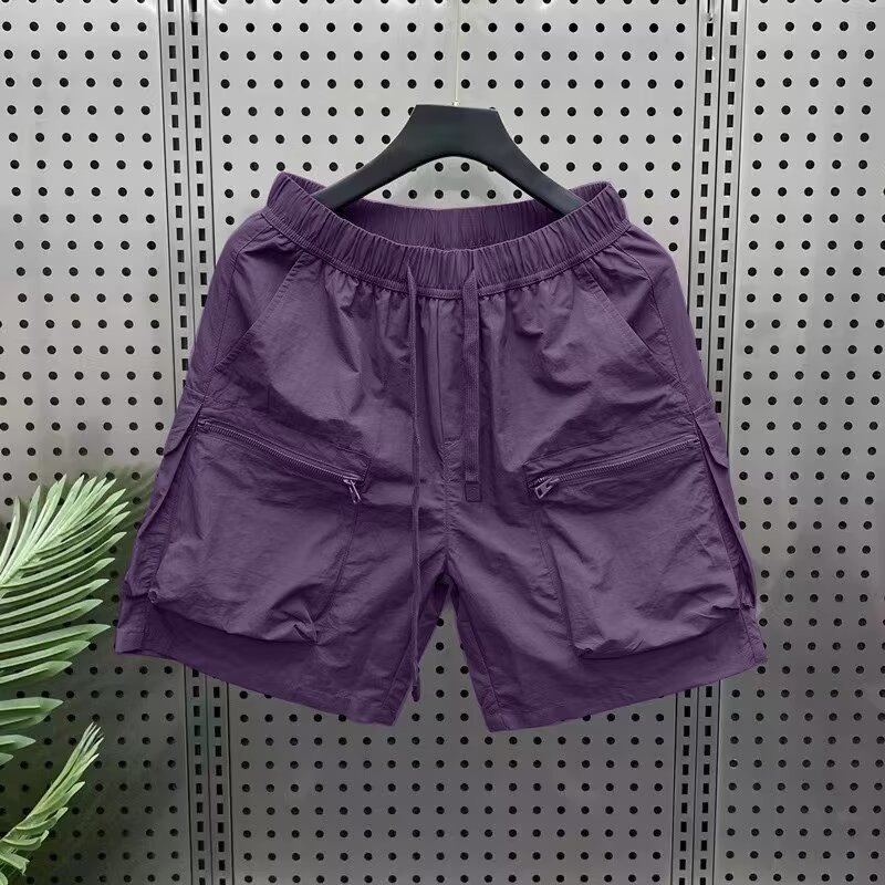 2025 Designer Men's Retro Multi Pocket Shorts, Men's Summer Loose And Breathable Work Pants, Quick Drying Zipper, Coffee Colored Fashionable