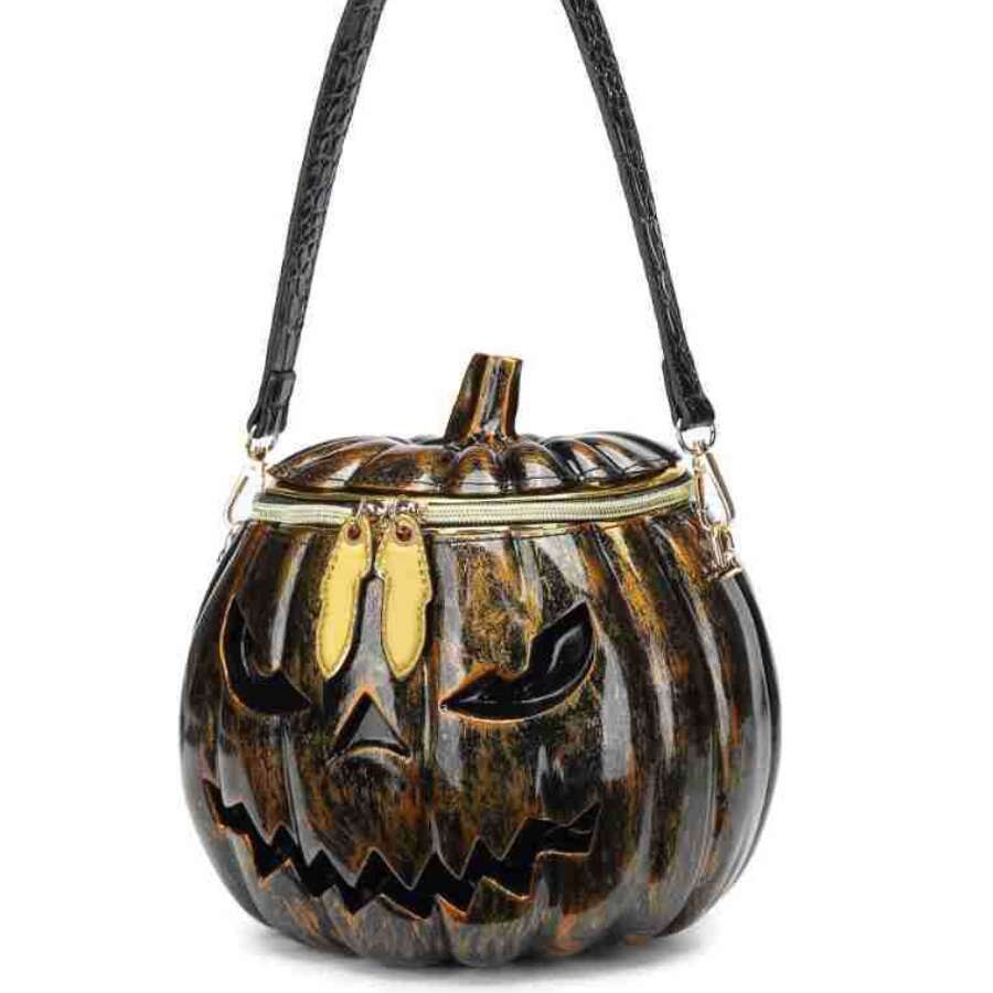 Halloween Handbag Niche Design Pumpkin Personalized Fashion Acrylic Crossbody Women's Bag High Quality 3D hard leather bag 90ab