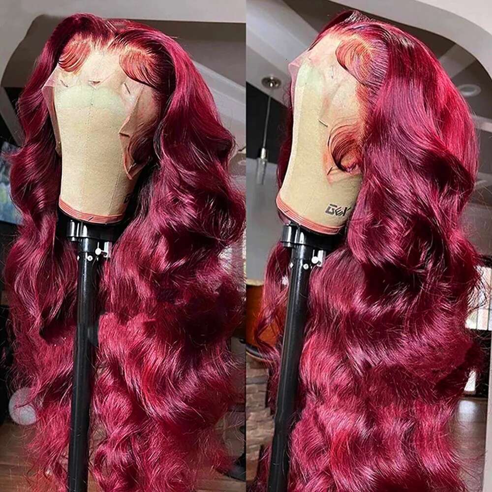 200 Density 13x4 HD Frontal Wig 99j Bury human haie wig Body Wave Lace Front Human Hair Brazilian For Women
