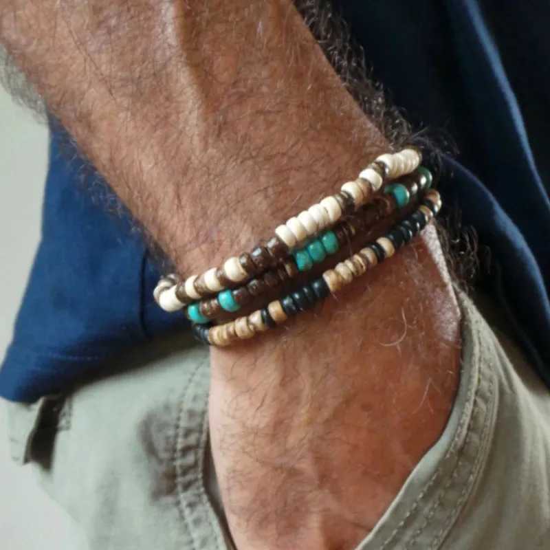 Mens Beaded Bracelet Surfer Style Bracelet.Mens Bracelet Stack Stacking Bracelets Stretch Boho BraceletsX240921