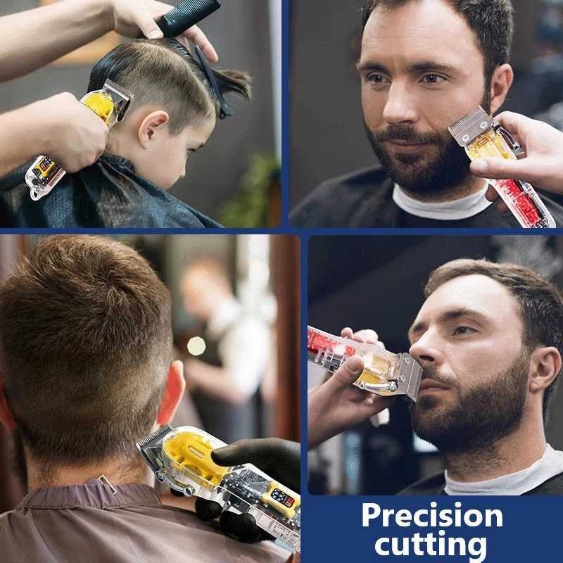 Professional Hair Trimmer Transparent Style LCD Digital Display Electric Hair Clipper Barber Rechargeable Hair Cutting Machine M240921