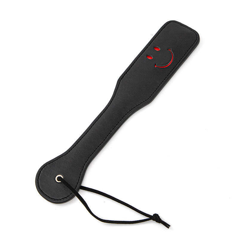 Alternative sex toys SM props cross-border hot selling black smiling face leather racket female slave training SP props sex racket