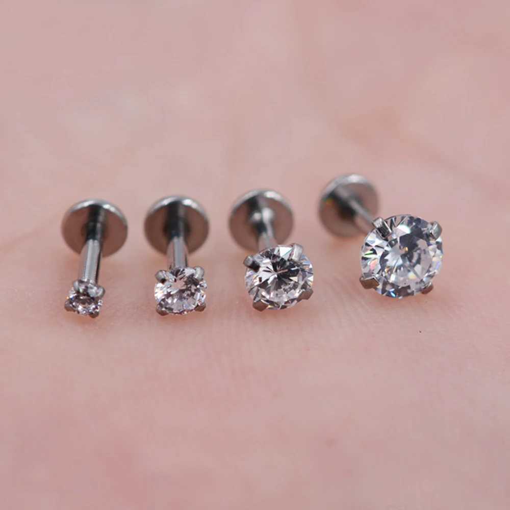 10/50Pcs ASTM F136 Titanium 2/3/4mm CZ Labret Stud 16G Tragus Helix Cartilage Conch Flatback Earlobe Piercing Body Jewelry Y240921