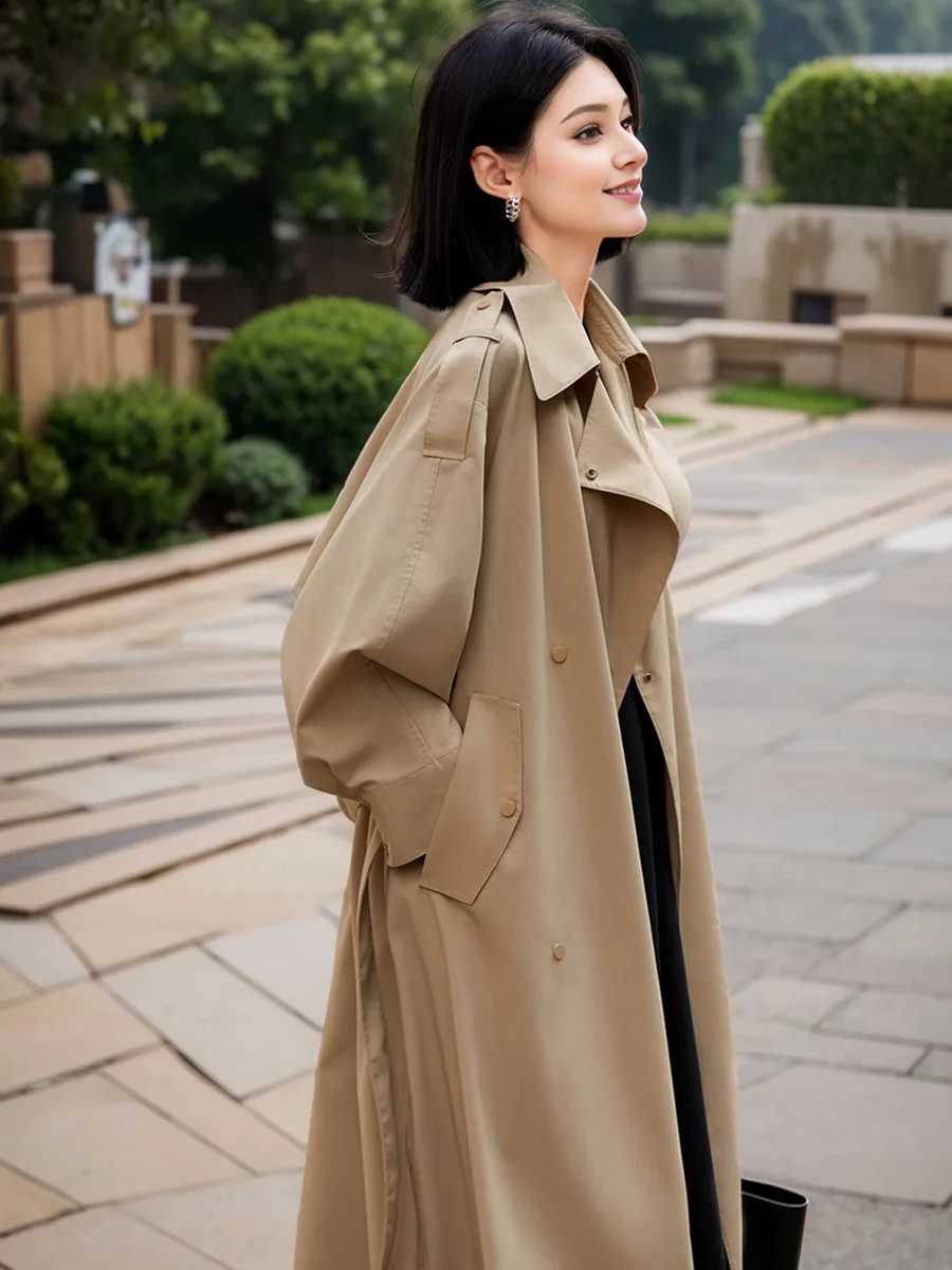 Black Windbreaker Women Mulberry Silk Heavenly Silk Coat Mid length 2024 Autumn New Comfortable Casual Loose Apricot WindbreakerX240921