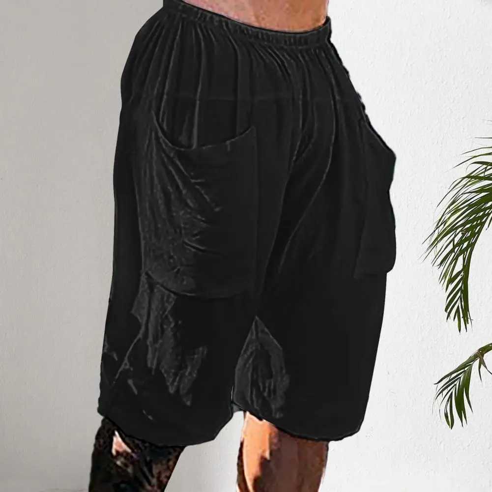 Fashion Summer Mens Linen Shorts Men Cotton Beach Short New Wild Leisure Loose Solid Cargo Shorts for Men SweatshortsX240921