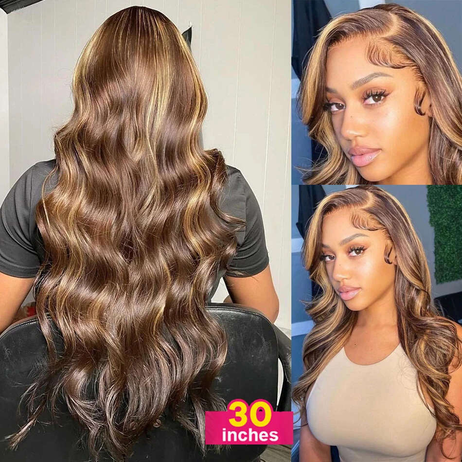 Body Wave Highlight Wig 180% 13x4 13x6 Lace Frontal Cheap Brazilian Colored Wigs 100% Human Hair Ready To Wear