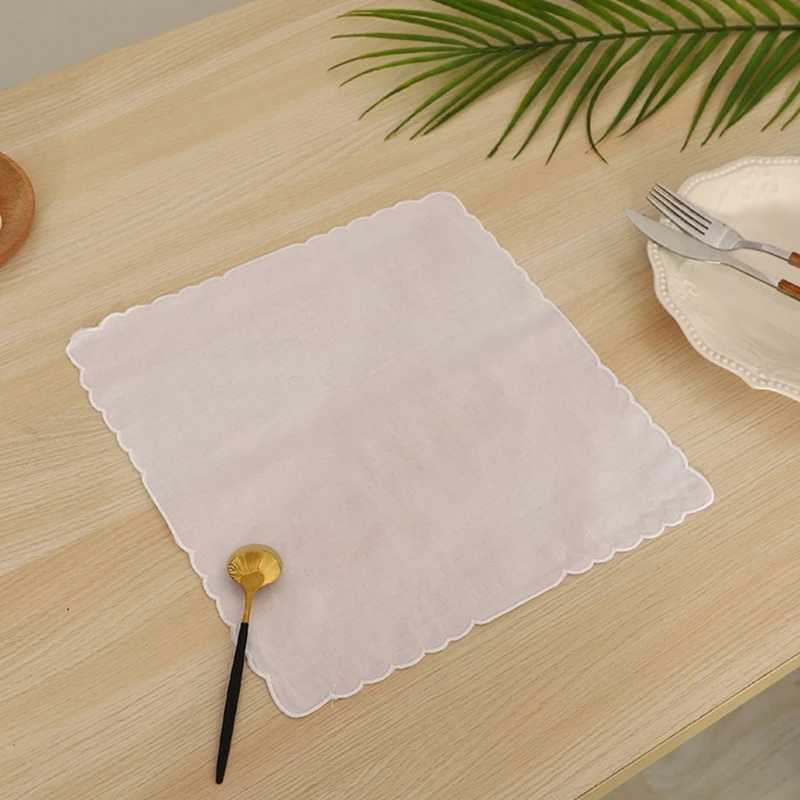652F Soft and Elegant Lady Cotton Handkerchiefs Lace White Hankies for DIY Embroidery Tableware Cotton Women Hankies PartyX240921