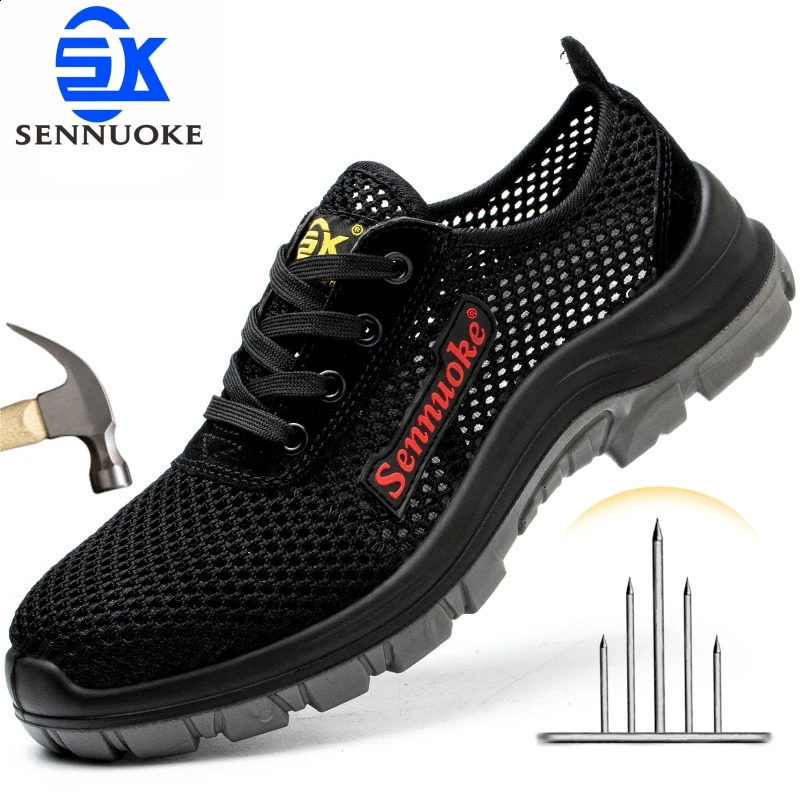Mens safety shoes with lightweight steel toe caps suitable for workers work no need for transportation industrial safety tennis 250226