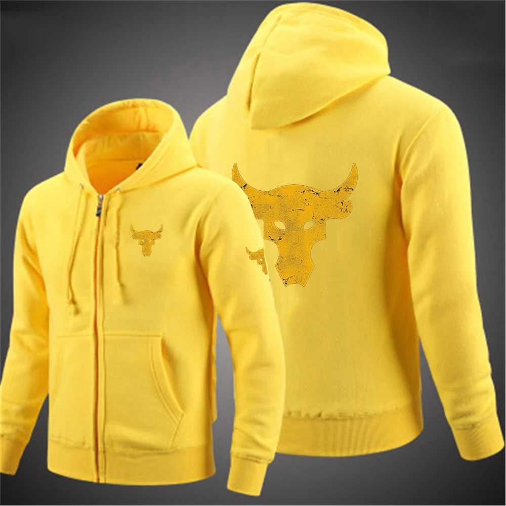 Men's Hoodies Sweatshirts Dwayne Johnson Brahma Bull Tattoo Printing SprAutumn Mens Zipper Hoodie Street Clothing Classic Casual Solid Color Zipp