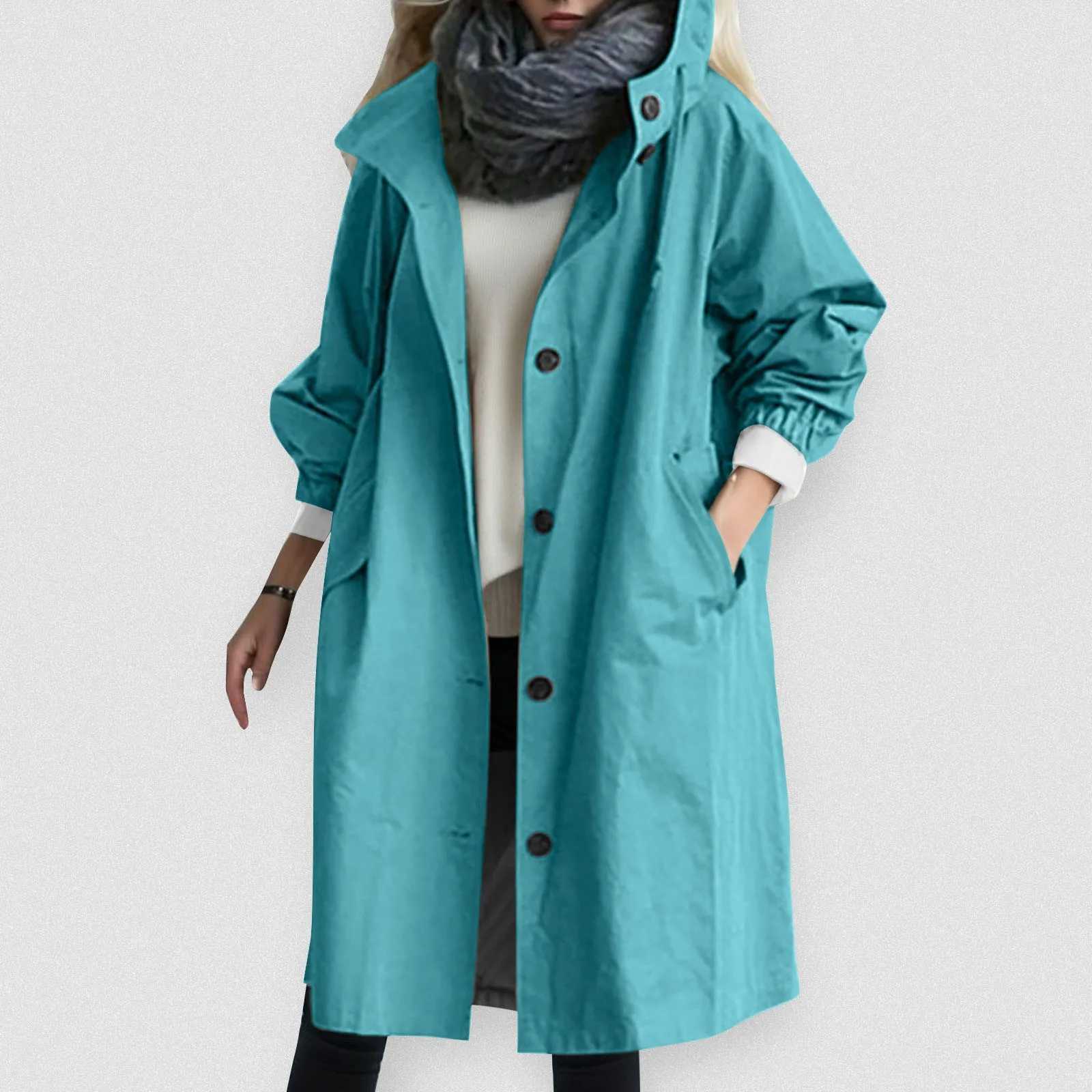 Loose Comfortable Hooded Temperament Ladies Outwear Womens Elegant Windbreaker Winter Trendy Womens Long Trench CoatX240921