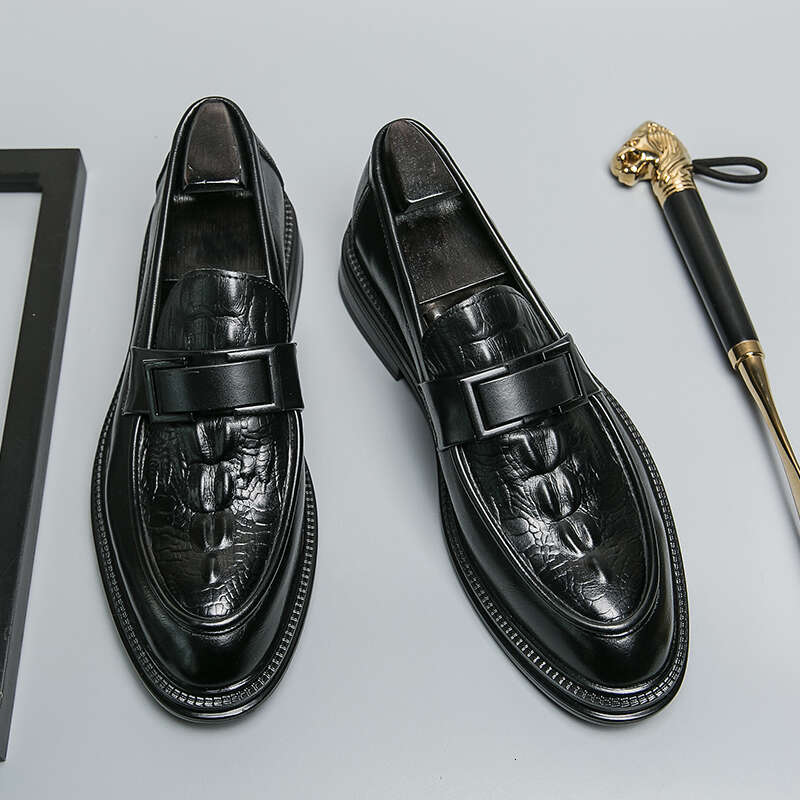 Classic Brand Genuine Leather Fashionable Low Top Banquet Dress Men's Loafers Business Casual Shoes