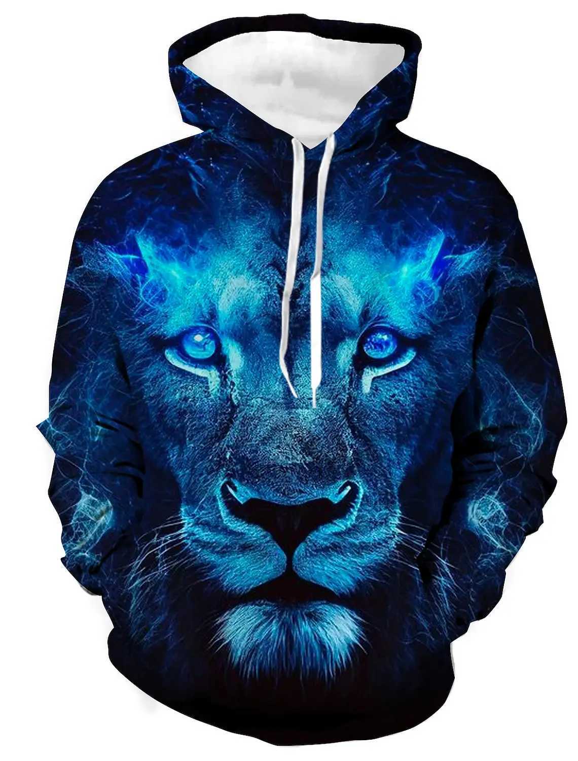 Mens unisex hoodie fashionable Pullover hoodie sports hoodie animal colored wolf print daily exercise 3D printing casual hoodie W240921