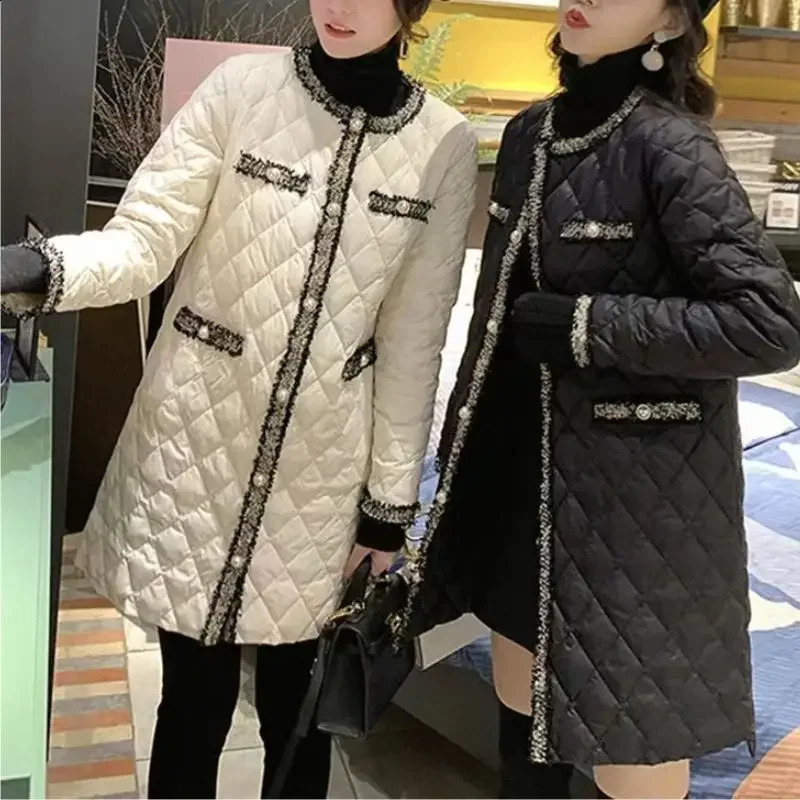 Autumn Winter Womens Elegant Fashion Loose Parkas Top Ladies Casual All-match Cardigan Coat Female Buttons Long Jacket Outwear 240914