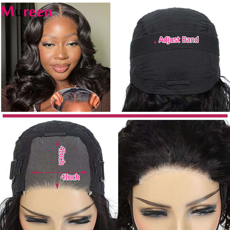 Mureen 250% Density Body Wave Wear And Glueless Bob For Women Ready To Go Wigs 4x4 Lace Closure Wig Human Hair