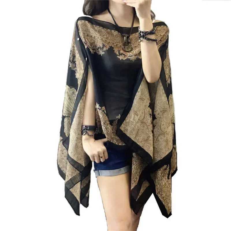New mixed color shawl scarf rain cape sun protection scarf womens sun protection shawl soft beach shawl comfortable plus size W240921