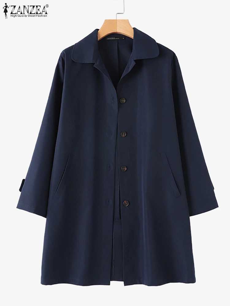 Autumn Women Long Trench ZANZEA Fashion Windbreaker Coat Casual Long Sleeve Buttons Down Jackets Solid Loose Thin Outwear 2023X240921
