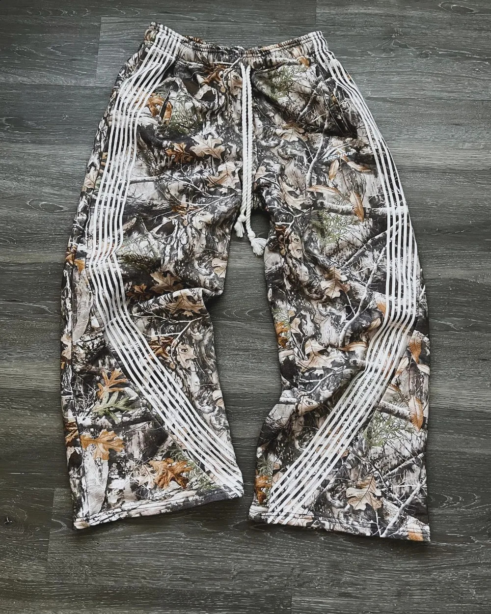 Y2k Leaf Camouflage Functional Tactical Long Pants Men Women Quality Jogger Drawstring Sweatpants Cargo Trousers 240910