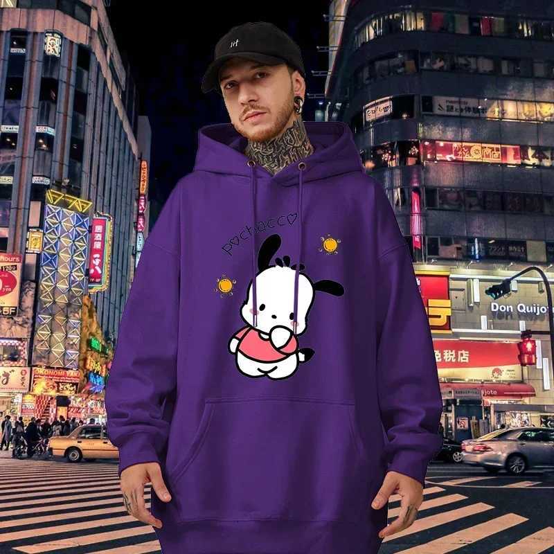 Cartoon printed mens sportswear with classic Pochacco patterns fashionable long sleeves autumn and winter casual clothing mens hooded sweatshirt W2409