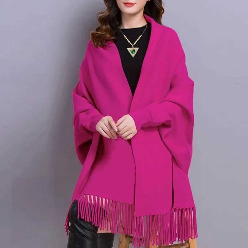 2024 new style fashionable tassel cardigan shawl jacket suitable for womens clothing elegant long sleeved shawl raincoat jacket womens top W240921